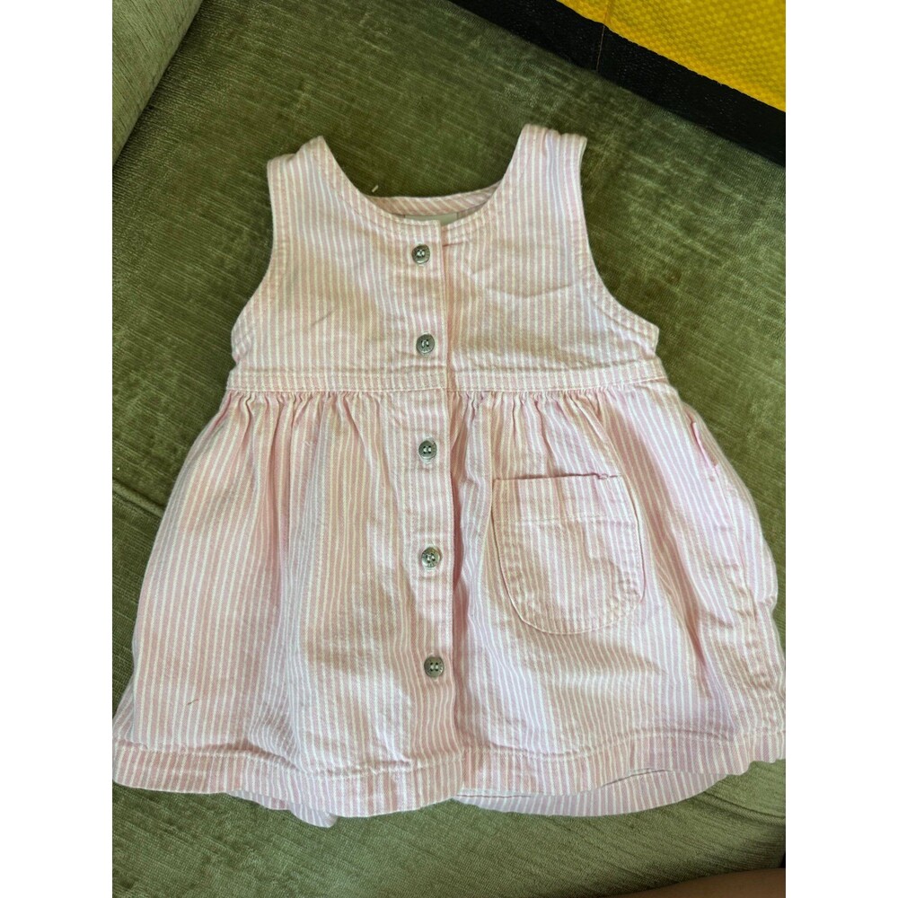 Vintage OshKosh Baby BGosh sz 18 Months PINK Striped Dress Jumper USA 80s or 90s